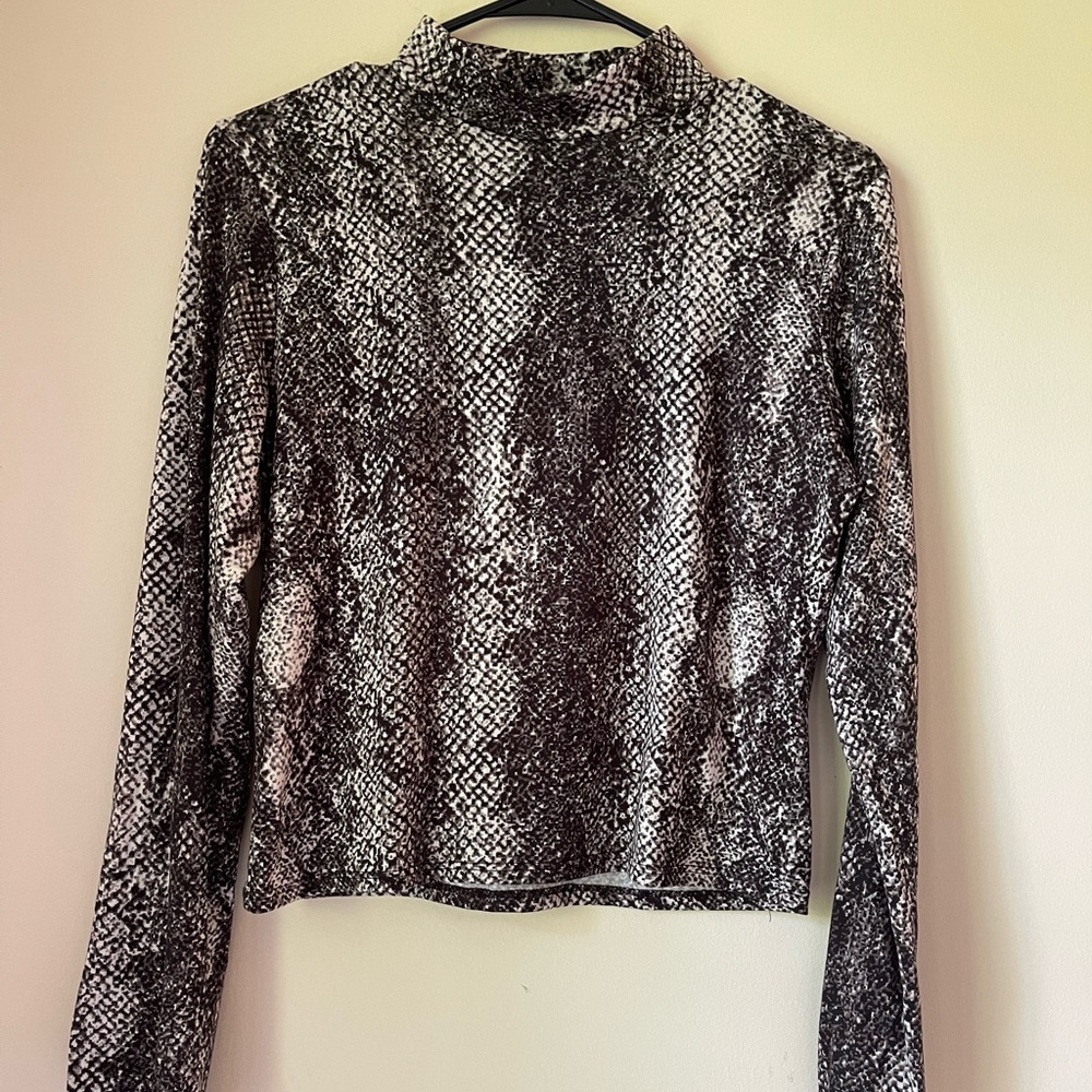 Snakeskin Long Sleeve Mock Neck Top